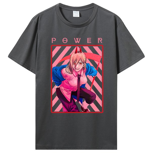 Camiseta de Anime Harajuku Manga Power Camisetas gráficas Camiseta de algodón a la moda para Hombre y mujer Ropa para Hombre Camisetas Ropa para Hombre