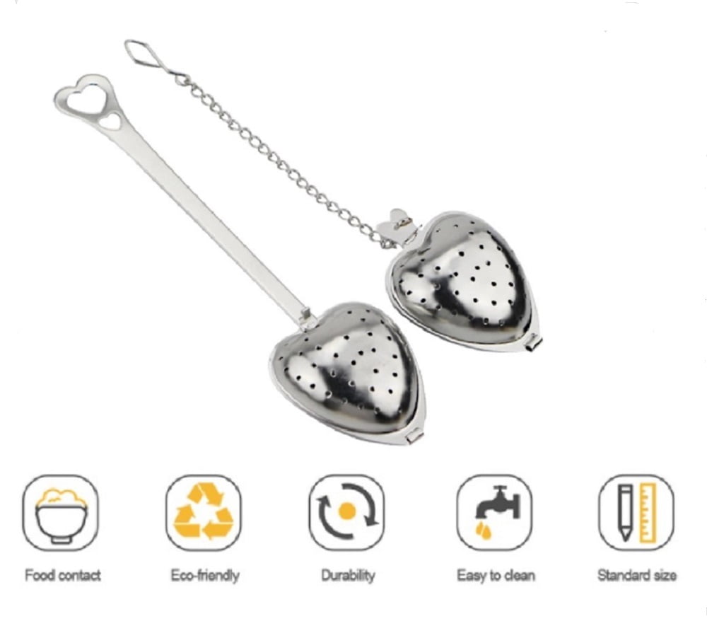 ** SET OF 3 PCS ** Stainless steel heart shaped tea infuser with spring handle 