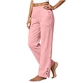 thumbnail image 5 of Sunnin Women's High Waist Straight Leg Pants Solid Color Elastic Waist Pull On Trousers with Pockets, 5 of 6