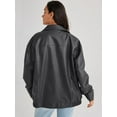 thumbnail image 3 of Women's Oversized Jackets, Leather Faux Motorcycle Plus Size Moto Biker Coat Fall Outfits Fashion Clothes, 3 of 11