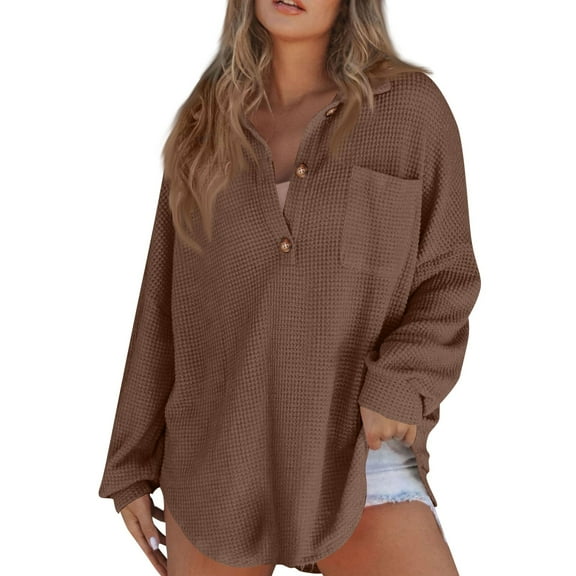 Tshirt Women Women's Fashion Solid Color Knit Top Long Sleeve V-neck Solid Color Casual Tunic Top