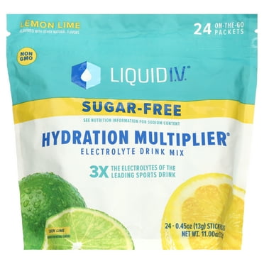 Liquid I.V. Hydration Multiplier, Sugar Free Lemon Lime (24 Individual Sticks)