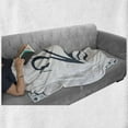 thumbnail image 6 of Swan Soft Flannel Fleece Throw Blanket, Digital Monochrome Swan Shaped Illustration with Curves and Heart Shape Fauna, Cozy Plush for Indoor and Outdoor Use, 50" x 60", White Teal, by Ambesonne, 6 of 6
