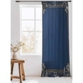 thumbnail image 3 of Sheer Curtains 84 Inches Long, Navy Blue Geometric Semi Sheer Curtains Light Filtering Window Treatment, Farmhouse Geo Retro Art Watercolor Privacy Voile Drapes for Living Room Bedroom 52x84 Inch, 3 of 7