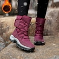 thumbnail image 5 of ibiyuan Snow Boots For Women Wide Width Outdoor High Top Insulated Boots With Thick For Warmth And Comfort,Red, 5 of 8