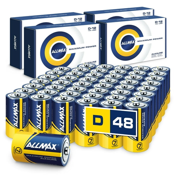 Batería alcalina Allmax D de máxima potencia de 1,5 V (48 unidades)