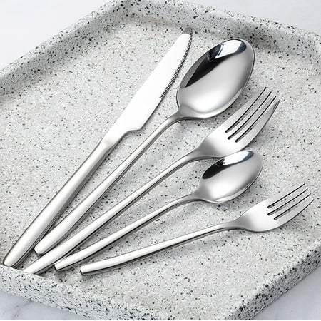 

Silverware Set Durable Stainless Steel Cutlery Sets Kitchen Wedding Restaurant Flatware Utensil Include Knife Fork Spoon Dessert Fork and Spoon Mirror Polished Dishwasher Safe Nice Weight