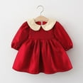 thumbnail image 2 of HIPYLO Long Sleeve Denim Dress Princess Dresses Evening Dresses Thanksgiving Baby Outfit Baby First Christmas Outfit Top Kids Gifts Christmas, Red 12-18 Months, 2 of 9