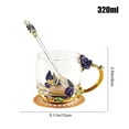 thumbnail image 3 of Specollect 1 Pcs Enamel Flower Lead-Free Glass Coffee Mug with Spoon, Elegant Rose Design, Safe Tea Cup for Women, I Valentines Day Christmas Gifts 320ml, 3 of 9