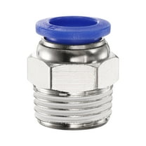 Uxcell Push to Connect Fitting 12mm Tube OD x 1/2" NPT Thread Male Straight Quick Connector Copper Air Line Hose Fittings for Industry Air System PC12-N04, Blue