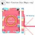 thumbnail image 2 of ELEHOLD Rugged Heavy Duty Case for Kindle Fire HD 8/ Fire HD 8 Plus (12th Gen 2022 Release), Kids Friendly 360° Rotating Kickstand Handle Grip Shoulder Strap Shockproof Case,Colorful/Rose, 2 of 8