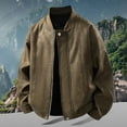 thumbnail image 2 of KHONTS,Men's Oversized PU Leather Jackets Waterproof Loose Fit Casual Jackets Fall Full Zip Stand Collar Stylish Coats Coffee XXXL, 2 of 5