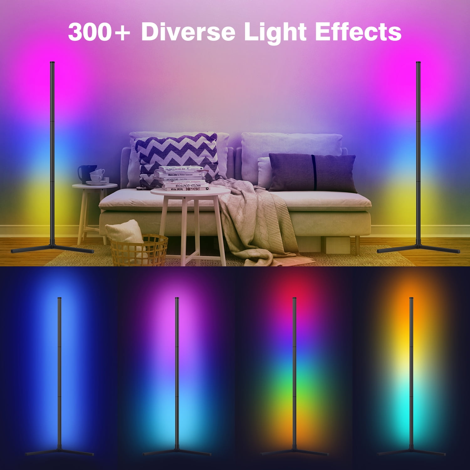 New Bee 49" Gaming APP and Remote Control Aluminum Alloy Corner Floor Lamp (2 Count)