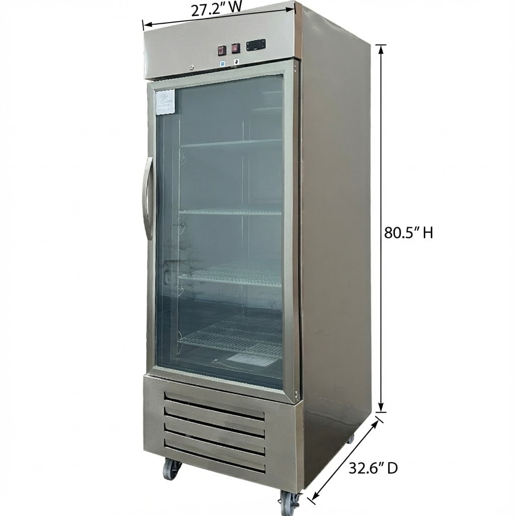 29" NSF Stainless Steel Glass Door Commercial Freezer | 18 Cu.Ft Display Freezer | R290 Refrigerant, LED Lighting, Digital Control | 115V Commercial Merchandiser Freezer