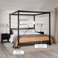 thumbnail image 6 of Walker Edison Minimalist Solid Wood King-Size Canopy Bedframe, Black, 6 of 19