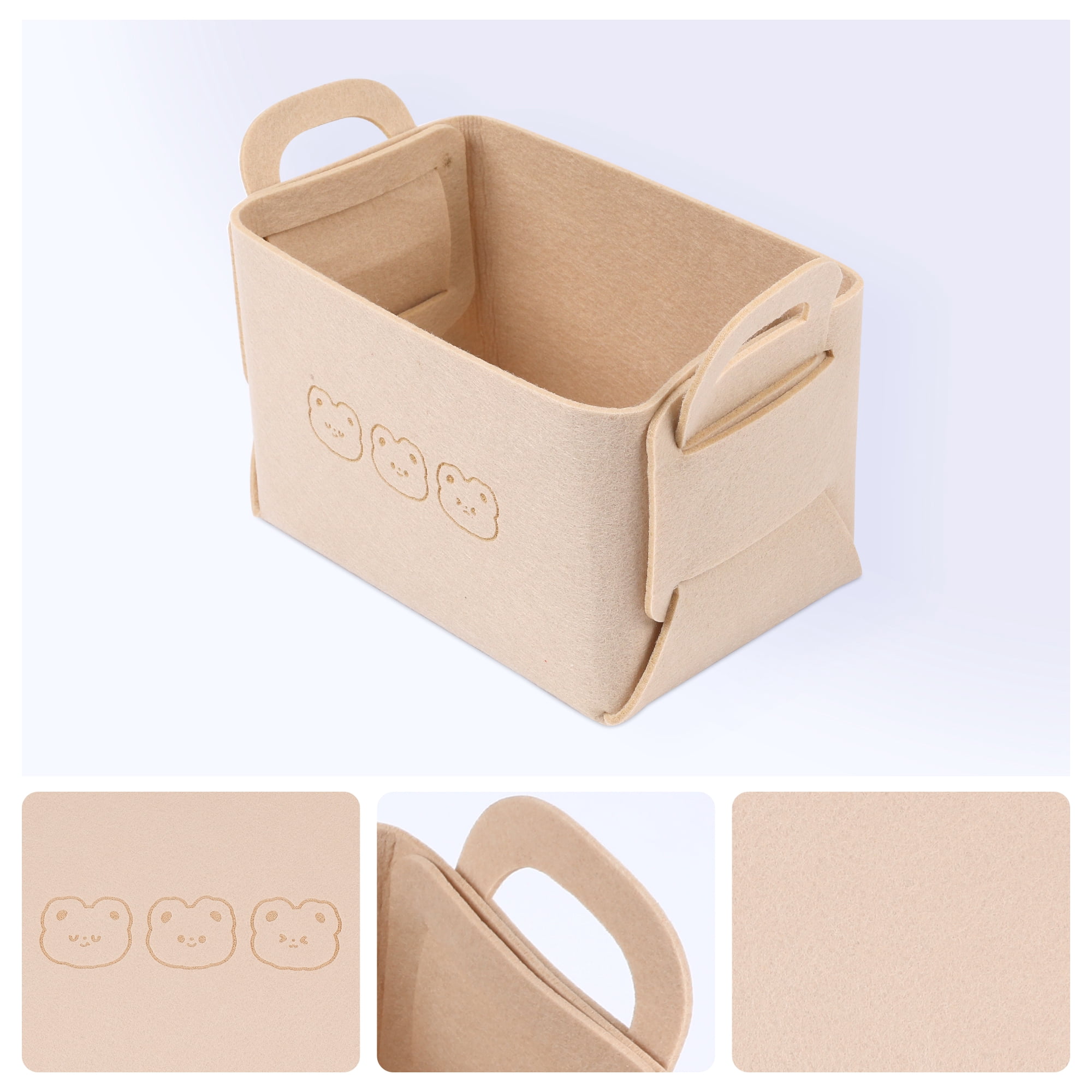 Unique Bargains 3 Pack Storage Cube with Handles Beige 9.8*7.1*5.9in