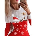 thumbnail image 3 of DYMADE Women Christmas Long Sleeve Knit Round Neck Pleated Casual Short Length Dress, 3 of 6