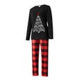 thumbnail image 4 of Family Christmas Pajamas Matching Sets Letter Print Long Sleeve Tops and Casual Loose Plaid Pants Sleepwear, 4 of 9