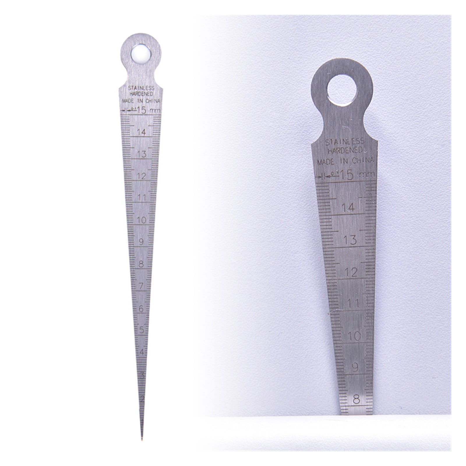 1pc Stainless Steel Taper Gauge Feeler Gap Hole Measuring Tool Double Side Wedge Feeler Hole Gap Taper Aperture Scale 1-15mm ,Easy to Use