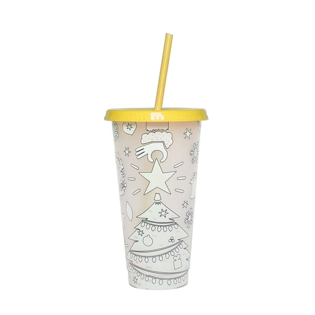AKEGAMN Christmas Color Changing Cup PP Coffee Plastic Single Layer Temperature Sensitive Color Changing Color Changing Cup