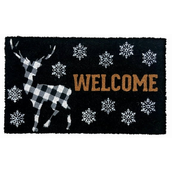 Briarwood Lane Checkered Deer Winter Natural Fiber Coir Doormat