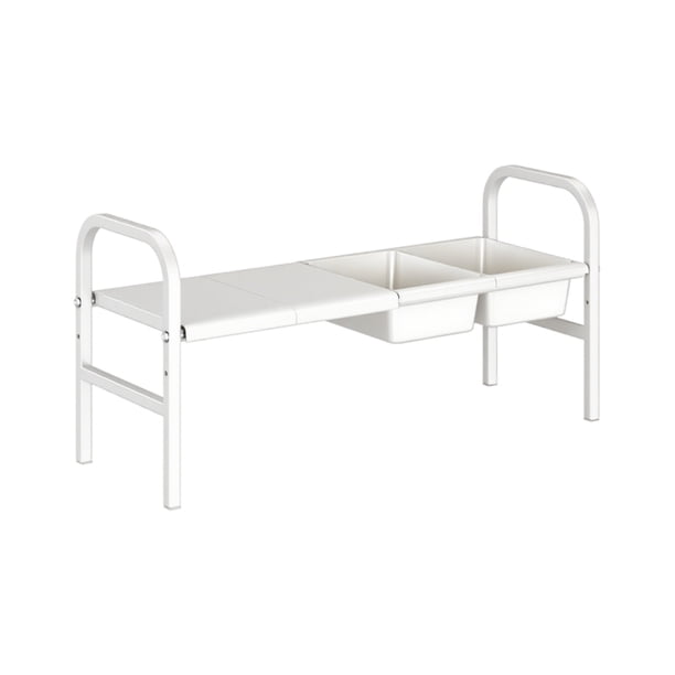 Estante de almacenamiento de cocina expandible, organizador escalonado ajustable con cestas para platos, especias, encimera, gabinete, ahorro de espacio.