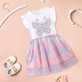 thumbnail image 6 of Little Girls Short Sleeve Dresses Toddler Summer Cotton Casual Swing Sundress Knitted Round Neck Cute Girls Dress, 6 of 7