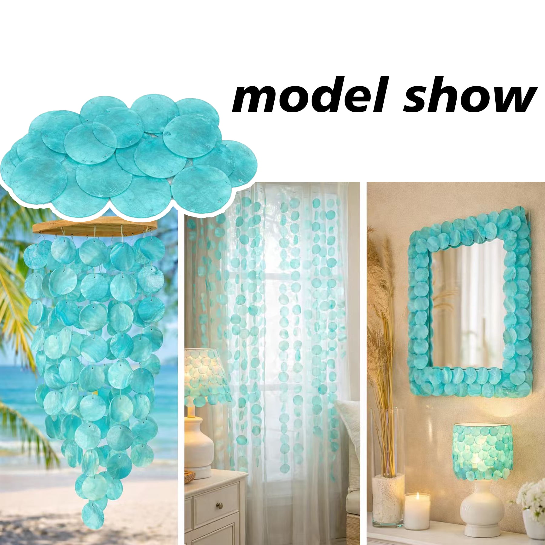 120Pcs Capiz Shells 1.97in Round Natural Shells with 2 Holes for Seashell Wind Chimes Curtain Shell Garland DIY Craft Wedding Home Decoration