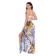 thumbnail image 3 of FORMRS Womens Long Sarong Beach Wrap Semi-Sheer Bikini Skirt Bathing Swimsuit Cover Up, Purple Flowers, 3 of 7