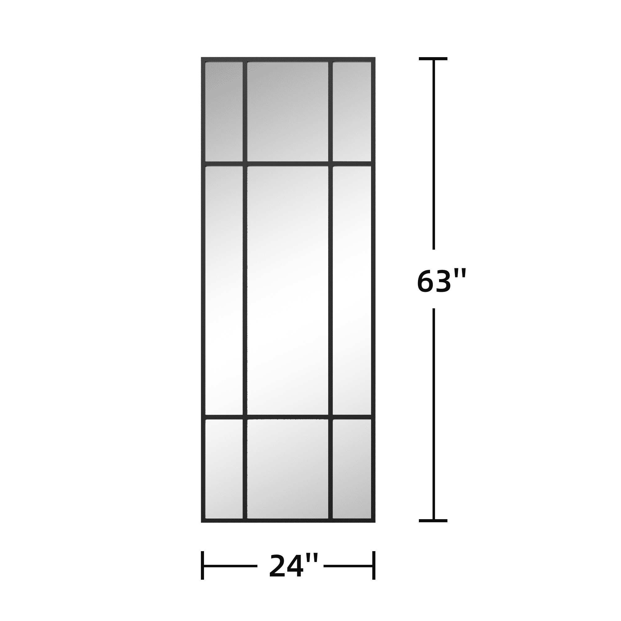 MAYEERTY 63"x24" Iron Right Angle Rectangular Black Grid Wall Hanging Mirror for Bedroom or Living Room