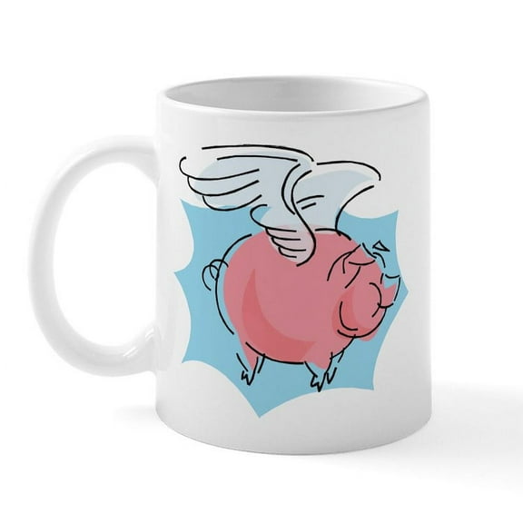 CafePress - Cute Flying Pig Mug - 11 oz Ceramic Mug - Novelty Coffee Tea Cup