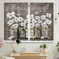 thumbnail image 2 of Farmhouse Daisy Floral Kitchen Curtains 26x36 Inch Length Rustic Brown Wooden Curtains Vintage Flower Small Short Cafe Kitchen Curtains Country Bathroom Window Treatment Tiers Drapes 2 Panels, 2 of 4