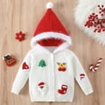 thumbnail image 3 of Girls Christmas Hoodie Cardigans Faux Fur Trim Hooded Sweaters Long Sleeve Button Down Knit Cardigan White, 3 Y, 3 of 7