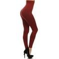 thumbnail image 4 of Women High Waist Leggings Cotton Compression Strechy Yoga Leggings Tommy Control - (Wine), 4 of 6