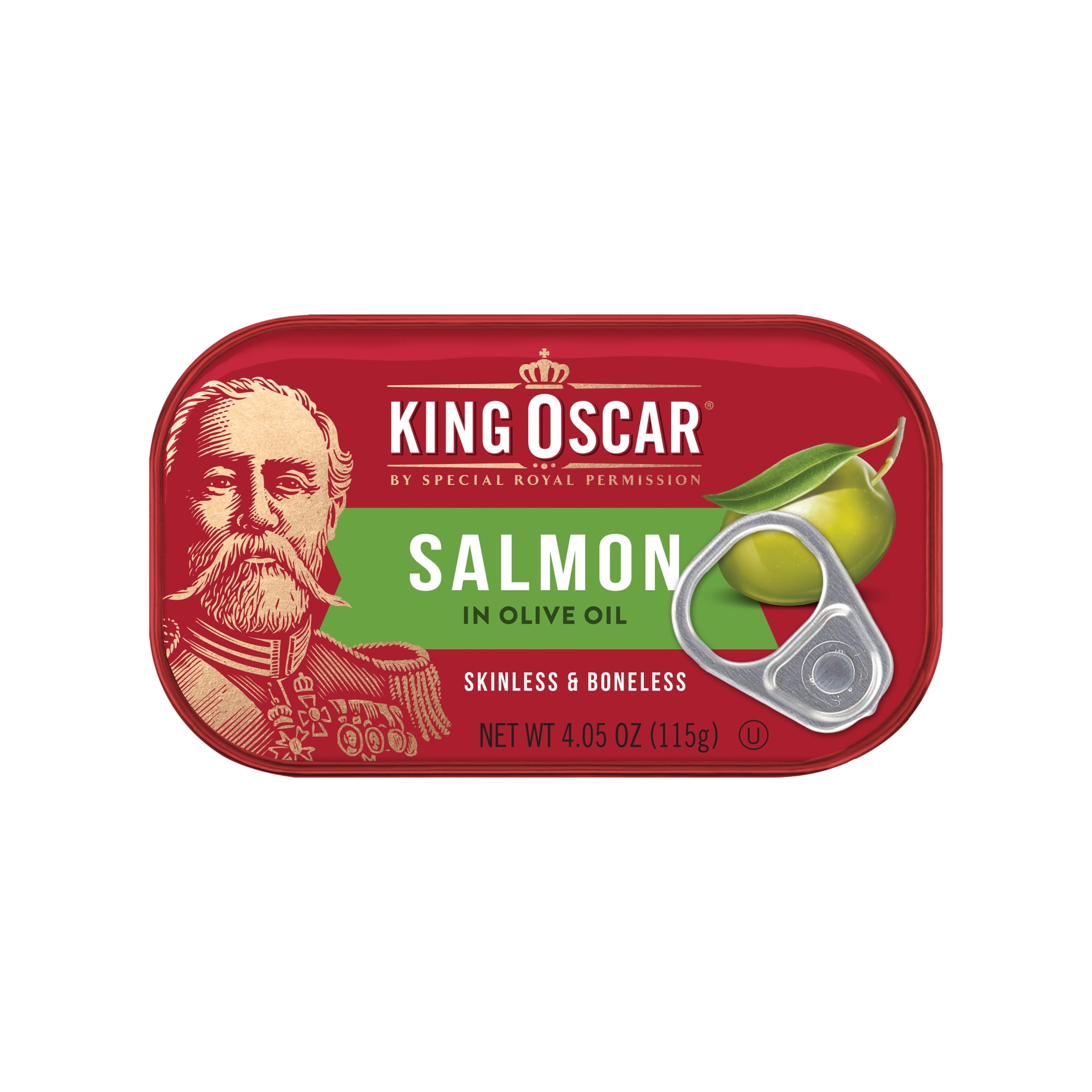 (3 pack) King Oscar Skinless & Boneless Premium Salmon in Olive Oil, 4.05 oz