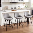 thumbnail image 6 of Zesthouse Swivel Bar Stools Set of 3, 25.6″ Upholstered Linen Counter Height Barstools with Backs, Modern Kitchen Chairs with Metal Legs, Gray, 6 of 11