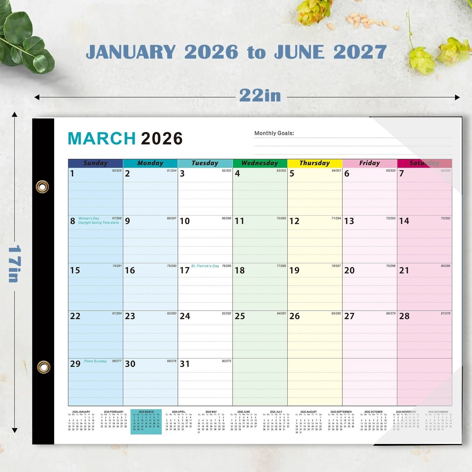 Desk Calendar 2026, Ongmies 2026-2027 Desk Calendar – Large 18-Month Monthly Calendar with Daily Dates, Thick Paper, Corner Protectors, Colorful Design, Wall Calendar 2026