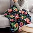 thumbnail image 3 of Tropical Plants Blanket Soft Cozy Warm Twin Blanket for Bed, Plush Fuzzy Flannel Fleece Blankets for Sofa, Green Leaf Coastal Blue Starfish Shells Throw Blankets for Couch, Gifts for Men, 60"x80", 3 of 9