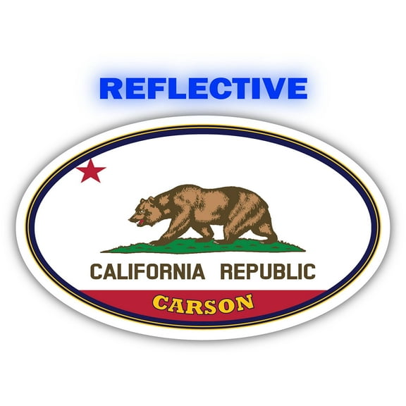 Carson City California State Flag | CA Flag Los Angeles County Oval State Colors Reflective Sticker Car Decal 3x5 inches
