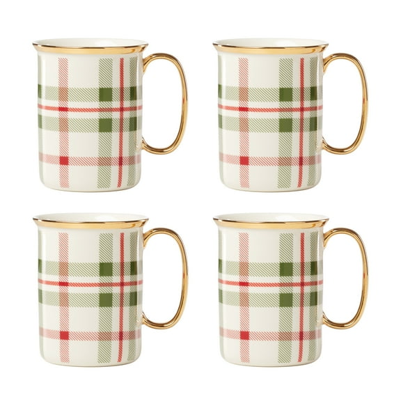 Lenox Holiday Plaid Mugs, Set of 4