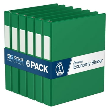 Premium Economy 6-Pack 3-Ring Binders for School or Office, Round-Ring Binders, 1 Inch, Green