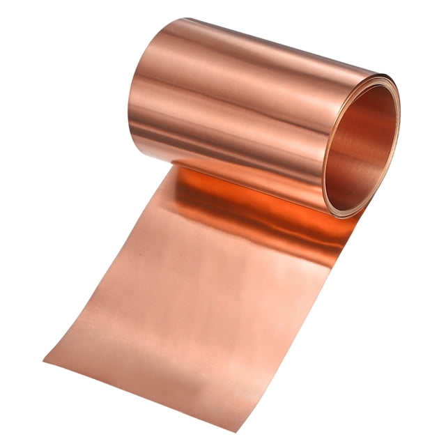 Rollo de lámina de cobre Uxcell, 2000 x 80 x 0.05mm/ 6.56ft x 3.1" x 0.002" Rollo de lámina de cobre para reparación del hogar/DIY