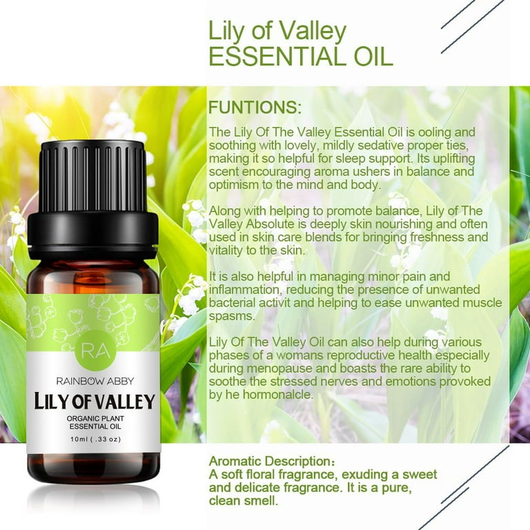 RAINBOW ABBY Lily of valley Essential Oil 100% Pure Organic Therapeutic  Grade Lily of valley Oil for Diffuser, Sleep, Perfume, Massage, Skin Care