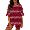 thumbnail image 2 of Mifsaly 2 Piece Short Sets for Women Striped Summer Matching Lounge Set Oversized T-Shirt and Shorts Loose Comfortable Everyday Loungewear XXL, 2 of 6
