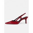 thumbnail image 3 of On feet& in love Women's Pointed Toe Patent PU Slingback Heels with Adjustable Strap - Dress Shoes for Work & Party - Size 5.5, 3 of 7