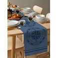 thumbnail image 3 of Hokiten Table Runners 70 Inches Long Dress Scarves, Nautical Compass Farmhouse Coffee/Dining/Kitchen Table Decor, Holiday Table Runner, Navy Blue Striped Coastal Compass 13x70 Inch, 3 of 7