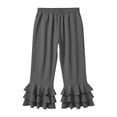 thumbnail image 5 of Ixbnca Yoga Pants for Women Stylish Tiered Ruffle Hem Capri Pants Stretchy Elastic Waist Knee Length Biker Leggings, 5 of 6