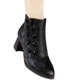 thumbnail image 1 of Cameland Embossed Double Breasted Women's Pointed Side Zipper Mid Heel Bare Boots, 1 of 5