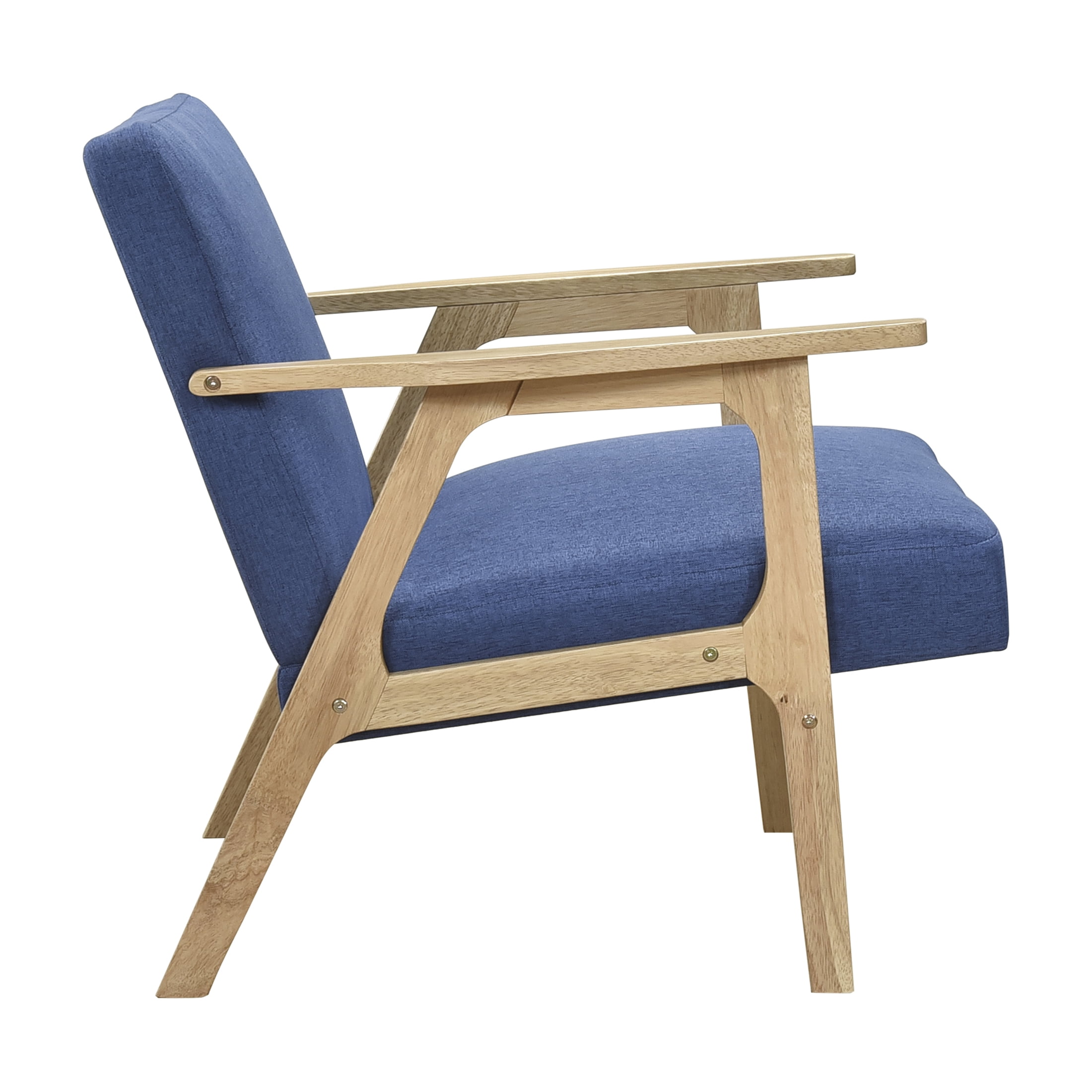 OakvillePark Harrowveil Textured Fabric Accent Chair, Blue/Natural Wood