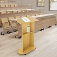 thumbnail image 3 of Miumaeov Mobile Podium Stand Portable Lectern Podium with Lockable Wheels Storage Shelf for Classroom Church Office 30 x 17.5 x 46", 3 of 15